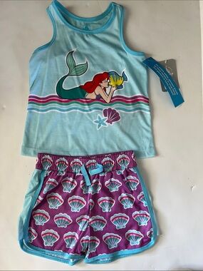 Disney Little Mermaid Aqua & Purple Tank Top and Shell-Print Pajama Shorts